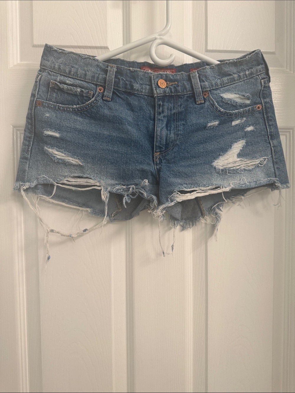 Lucky Brand Frayed Light Blue Distressed Denim Shorts
